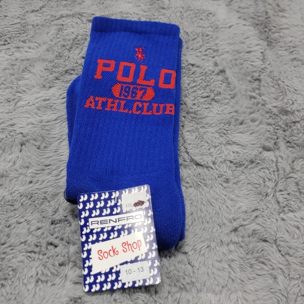 Polo Ralph Lauren Socks Mens 10-13 Blue Polo 1967 Athl Club Pony Crew Mid Calf
